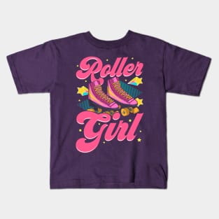 Roller Girl Roller Skate Skating Retro Kids T-Shirt
